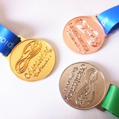 Personalised 50mm Gold Silver Bronze Medals with Ribbon