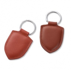 Blank Shield Shape Dark Brown Leather Key Holders in Bulk