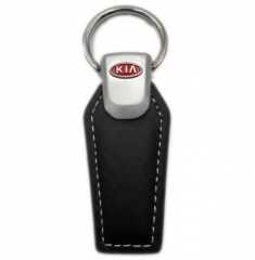 Promotional Black Leather KIA Logo Keychains for Car Dealership