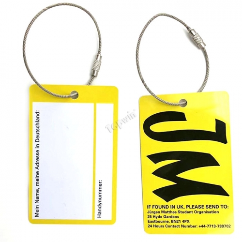 Custom Logo Printed Single ID Card Travel Bag Tag with Metal Loop