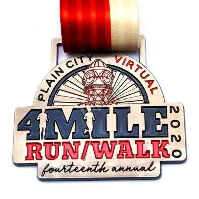 Customized 4 Miles Virtual Run Walk Medals with Ribbon